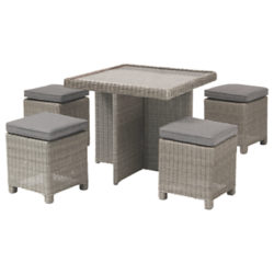 KETTLER Palma 4 Seater Cube Set With Glass Top Table Natural